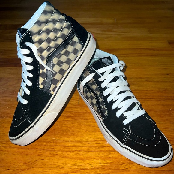 Vans Other - Vans Sk8-Hi Blur Checkerboard Black/White High Top Sneakers Mens Sz 8/ Wmns 9.5